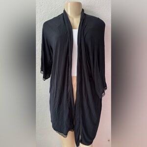 Victoria's Secret Black Lace-Trim Robe cardigan sleepwear